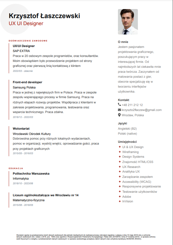 Podgląd szablonu cv