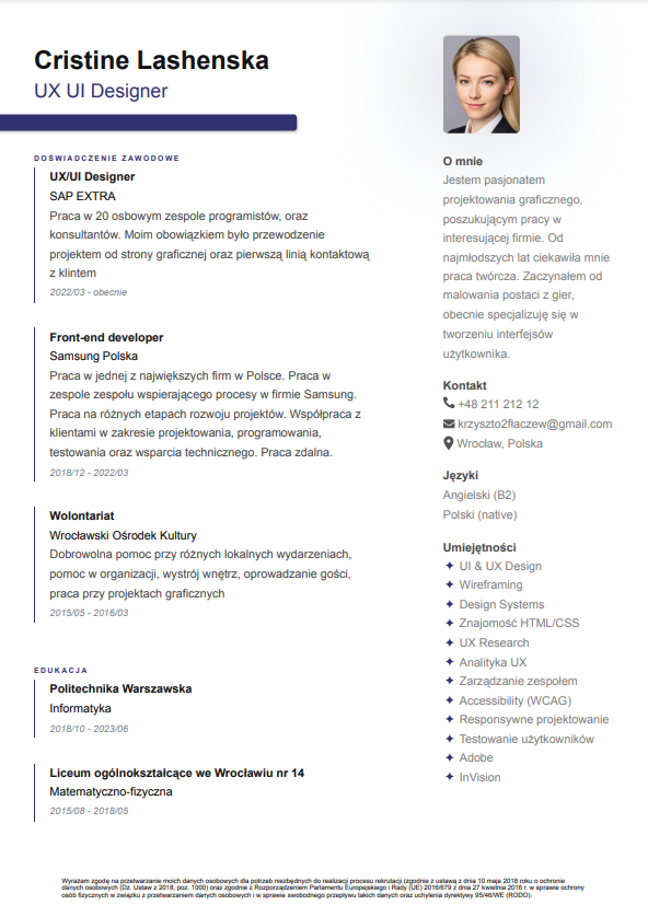 Podgląd szablonu cv