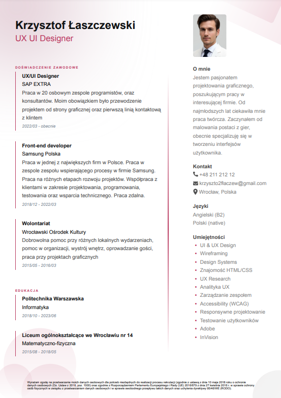 Podgląd szablonu cv