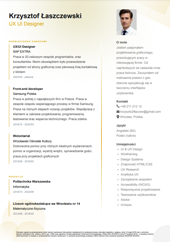 Podgląd szablonu cv