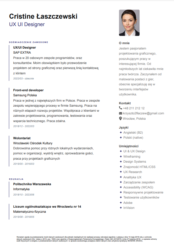 Podgląd szablonu cv